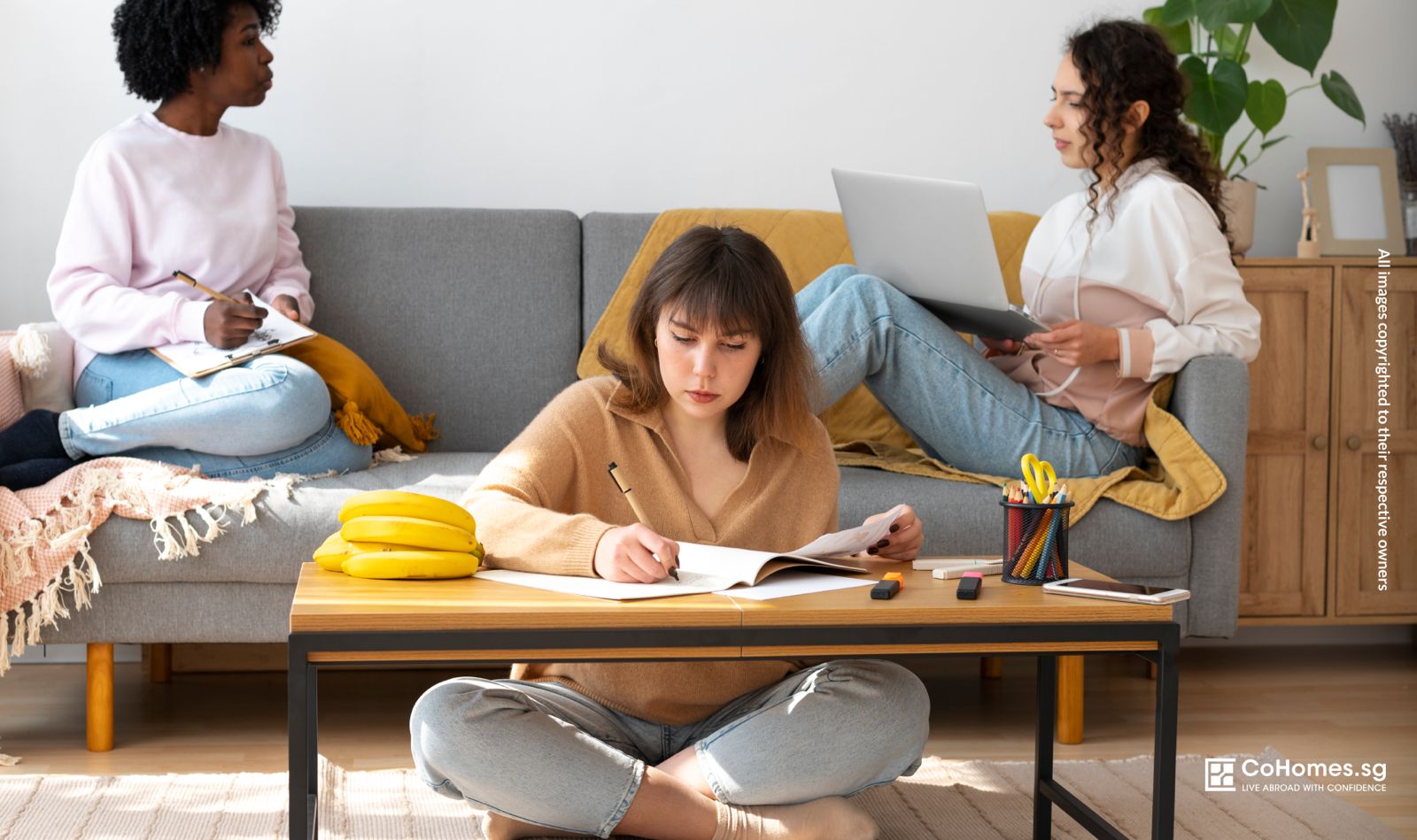 Young adults sharing a living space, highlighting personal growth and self-discovery through co-living