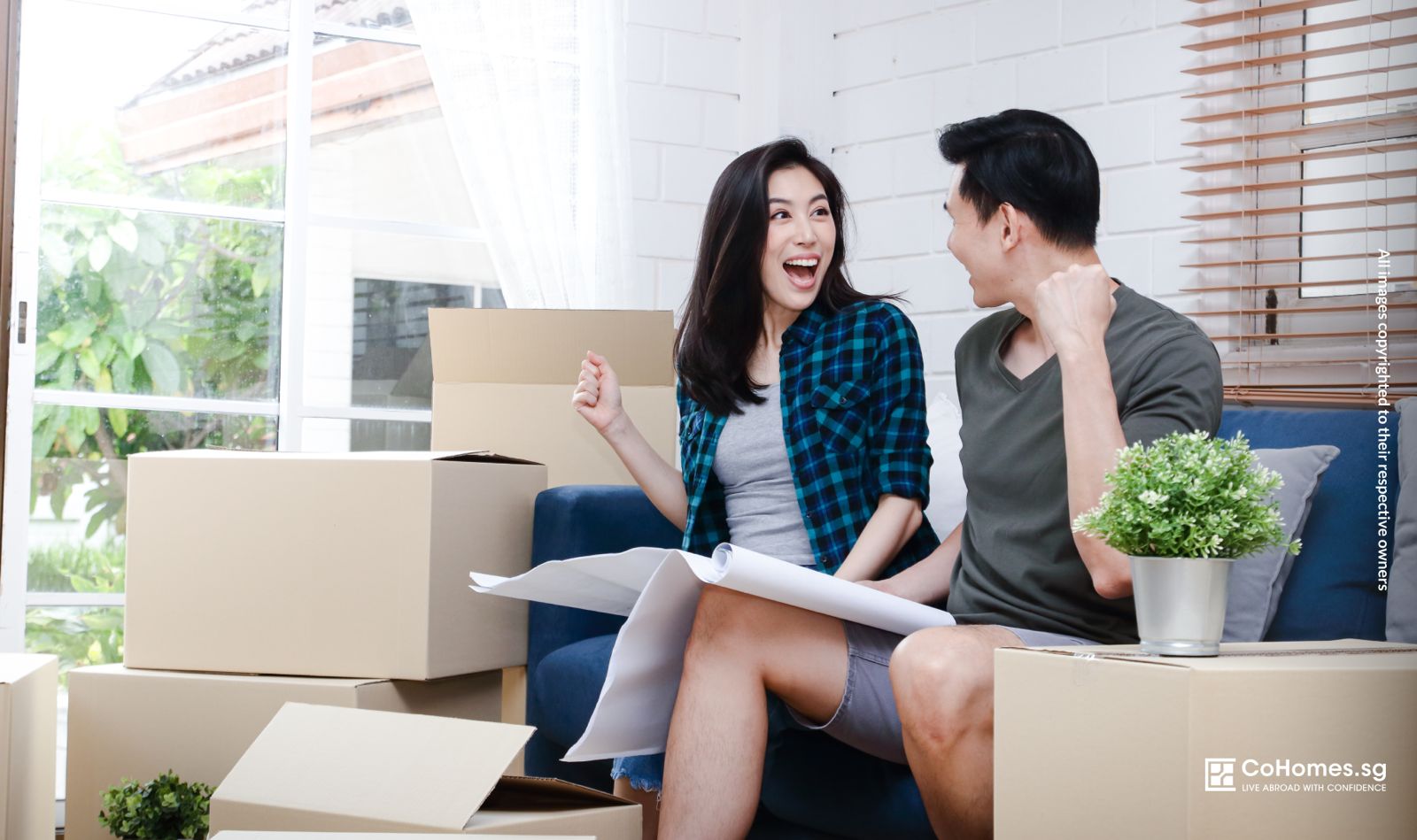 Young renters settling into a new home and discussing their rental journey