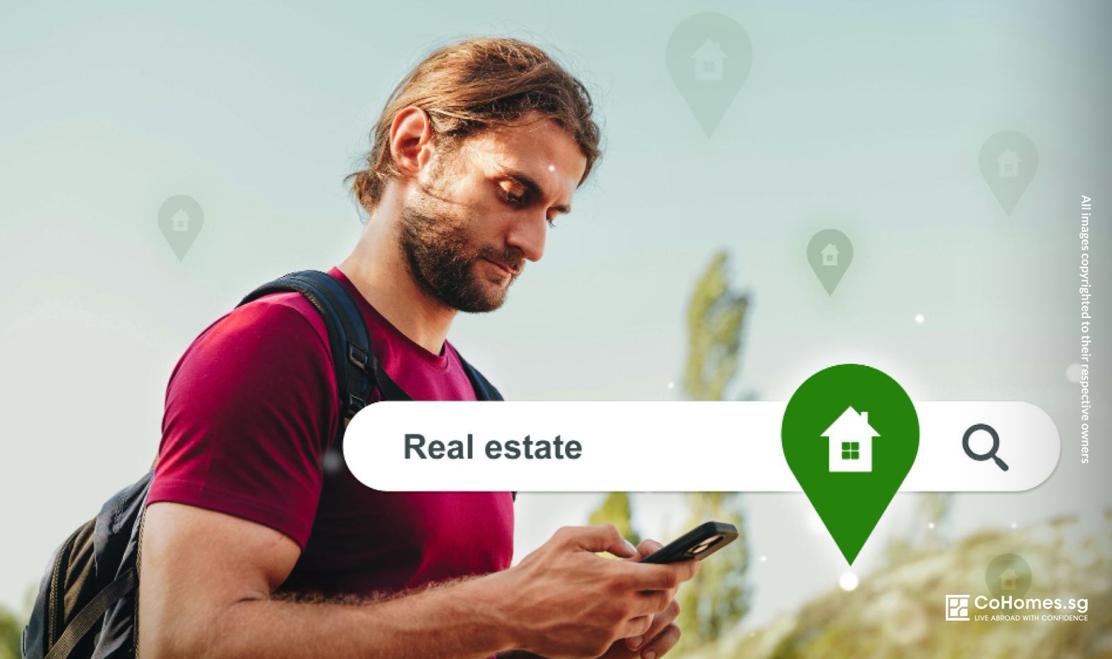 A man using his smartphone to browse available rooms for rent online